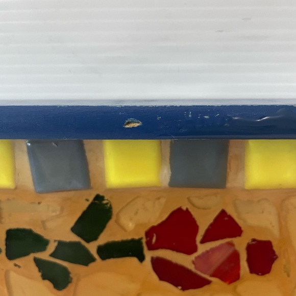 Mosaic Tile And Wooden Serving Tray Blue Colorful 16" X 11" - Picture 4 of 10